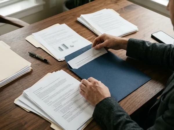 Manos organizando documentos